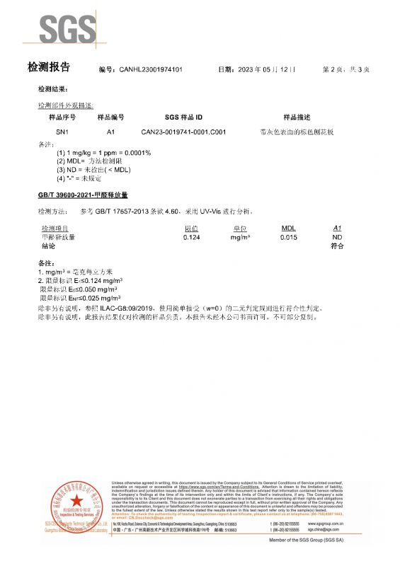 2023SGS腾博官网家居甲醛检测报告中文版